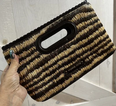 Сумочка Michael Kors через плечо Rosalie клатч тигр рафия кожа золотая цепочка - Изображение 1 из 4