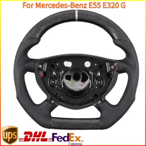 Volante de cuero perforado de fibra de carbono para Mercedes-Benz E55 E320 G  - Imagen 1 de 5