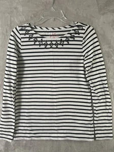 Vineyard Vines Shirt Womens XS Black White Striped Sequin Long Sleeve Nautical - Picture 1 of 4