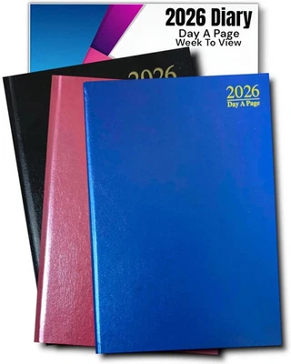 2026 A4/A5/ Diary Day A Page or Week To View Desk Diary Hard Backed Dairy NEW - Image 1 of 4