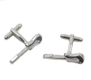 Purple & Silver Electric Guitar Novelty Cufflinks Cuff Links - Picture 1 of 1