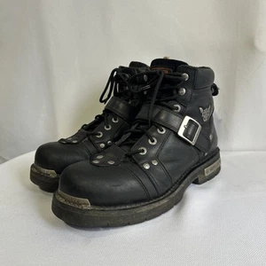 Botas de montar Harley Davidson de cuero con hebilla de freno para hombre punta de acero negras talla 12 - Imagen 1 de 10