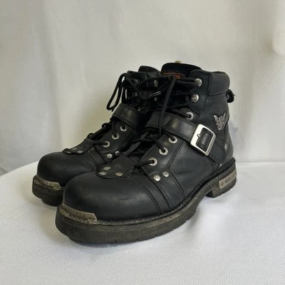 Harley Davidson Men's Brake Buckle Leather Riding Boots Steel Toe Black Size 12 - Image 1 of 4
