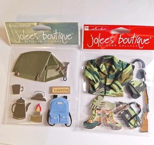 2 Nuevos Paquetes Jolees Boutique Álbumes de Recortes Pegatinas Camping Caza Militar  - Imagen 1 de 6