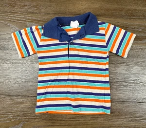 Vintage Toddler Boys Buster Brown Striped Polo Collared Short Sleeve Shirt Sz 4 - Picture 1 of 6
