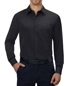 Mens Dress Shirts 4-Way Stretch Long Sleeve Collared Casual Solid Wedding Dat... - Picture 1 of 6