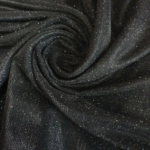 BLACK Sparkly Glitter Stretch NYLON MOONLIGHT Fabric Dress Drape Material 58” - Picture 1 of 1