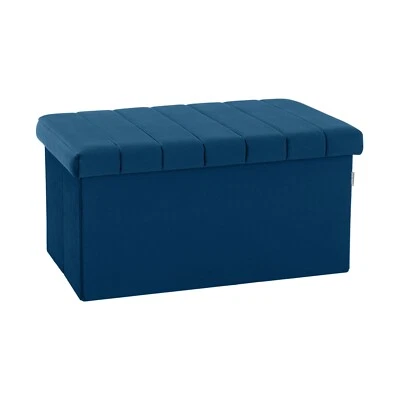 Seville Classics Blue Velvet Bench Storage Ottoman, 30 " W x 15.7 " D x 15.7 - Image 1 of 4