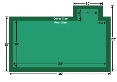 Cubierta de piscina de malla verde 16x34 + 4x8 Loop-Loc con escalón derecho desplazado de 2' - LLM1108 Foto 1 de 4