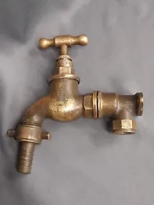 BRASS GARDEN TAP, RECLAIMED AND FULLY REFURBISHED ANTIQUE PATINA GARDEN TAP - Picture 1 of 2