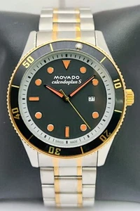 Luxury MOVADO Quartz Men Black Dial With Date Rotating Bezel Wristwatch - Picture 1 of 7