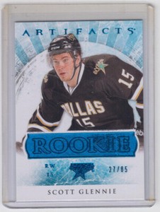 12/13 UD Artifacts Dallas Stars Scott Glennie Sapphire RC card #171 Ltd #27/85