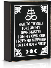 Gothic Box Sign Aesthetic Wooden Signs with Sayings, Hail to Thyself for I Am My