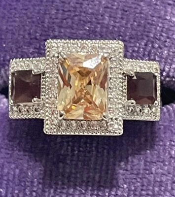 Anillo Bomba Fiesta RBP Morganita y Granate Reina de Corazones Talla 6 Difícil de Encontrar Nuevo sin Etiquetas  Foto 1 de 3