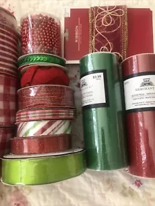 HOLIDAY RIBBON Mixed Lot Of 20 Spools/Packages Approx 84 +Yards Red Green - Picture 1 of 11
