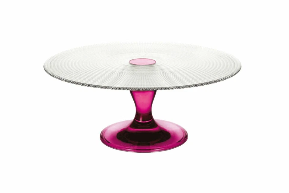 Alzata in vetro trasparente fucsia per dolci e frutta - Immagine 1 di 2