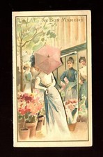 "Au Bon Marche" Bifold Trade Card Die Cut Window - Lady With Umbrella