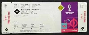 + BILLET ORIGINAL Coupe du Monde FIFA Qatar 2022 France - Danemark # Match 23 Mbappé - Photo 1/2