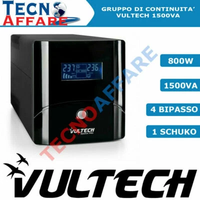 Gruppo Di Continuità UPS 1500VA Stabilizzatore PC DVR Vultech UPS1500VA-PRO - Image 1 of 3