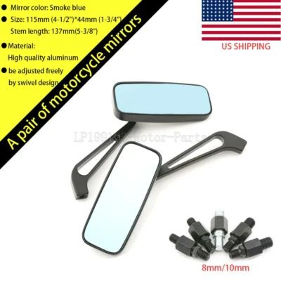 Black Rectangular Mirrors For Yamaha Road Star Warrior Midnight XV1600 XV1700 - Image 1 of 4