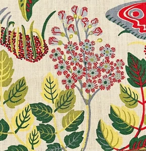 SCHUMACHER Exotic Butterfly Multi Floral Linen Remnant New - Picture 1 of 1