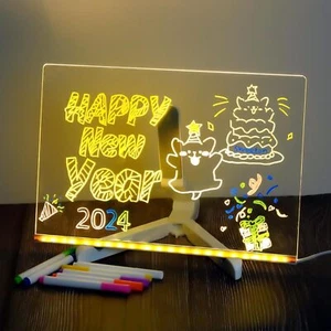 Note Board LED Acrylic Dry Erase Board with 7 Color Pens for Home Office Gift US - Picture 1 of 15