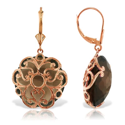 Description 14K. SOLID GOLD LEVERBACK EARRING WITH CHECKERBOARD CUT ROUND QUARTZ - Image 1 of 4