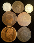 South & Central America Lot 7 Coins 1825 - 1888 Dominican, French Colonies, etc.