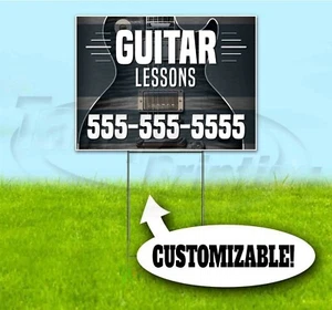 Insegna personalizzata LEZIONI CHITARRA PH# 18x24 Yard CON PALO bandito ondulato USA MUSIC - Foto 1 di 4