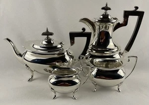 A George V Hallmarked Silver 4 Piece Tea Set. Walker & Hall. 1932 - Picture 1 of 23