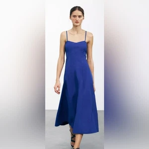 NEW ZARA WOMEN’S POPLIN DRESS ZW COLLECTION SIZE XS - Picture 1 of 14