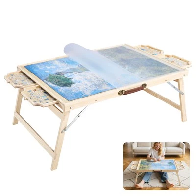 VEVOR 1500 Piece Puzzle Board with Folding Leg Drawer Portable Wooden Jigsaw - Image 1 of 4