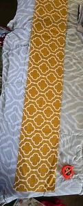 Table Runner 72 X 13” Mustard and White Pattern - Picture 1 of 3