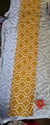 Table Runner 72 X 13” Mustard and White Pattern  - Image 1 of 3