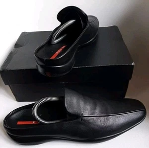 Prada Black Leather Shoes Mens UK 7.5 R EU 41 mules America cup slippers - Picture 1 of 8