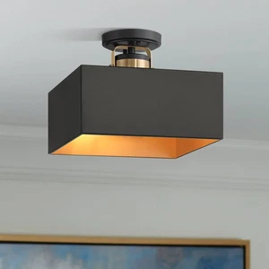 Possini Euro Artemis 12" Wide Black and Gold 2-Light Ceiling Light - Picture 1 of 10