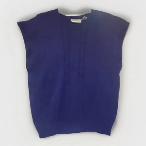 Vintage Piccolo Women’s Large Wool Blend Royal Blue Sweater Vest College Preppy - Picture 1 of 3
