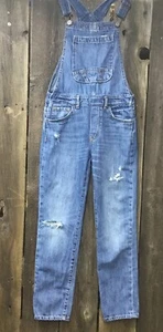 Gap Kids Denim Blue Jean Distressed Overalls Girl Size Large…..[T-1] - Picture 1 of 7