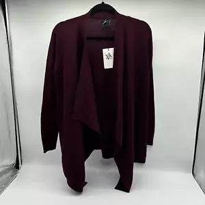 Theory Winxie Soft Luster Women's Size Medium Cabernet Merino Wool Open Cardigan - Picture 1 of 13