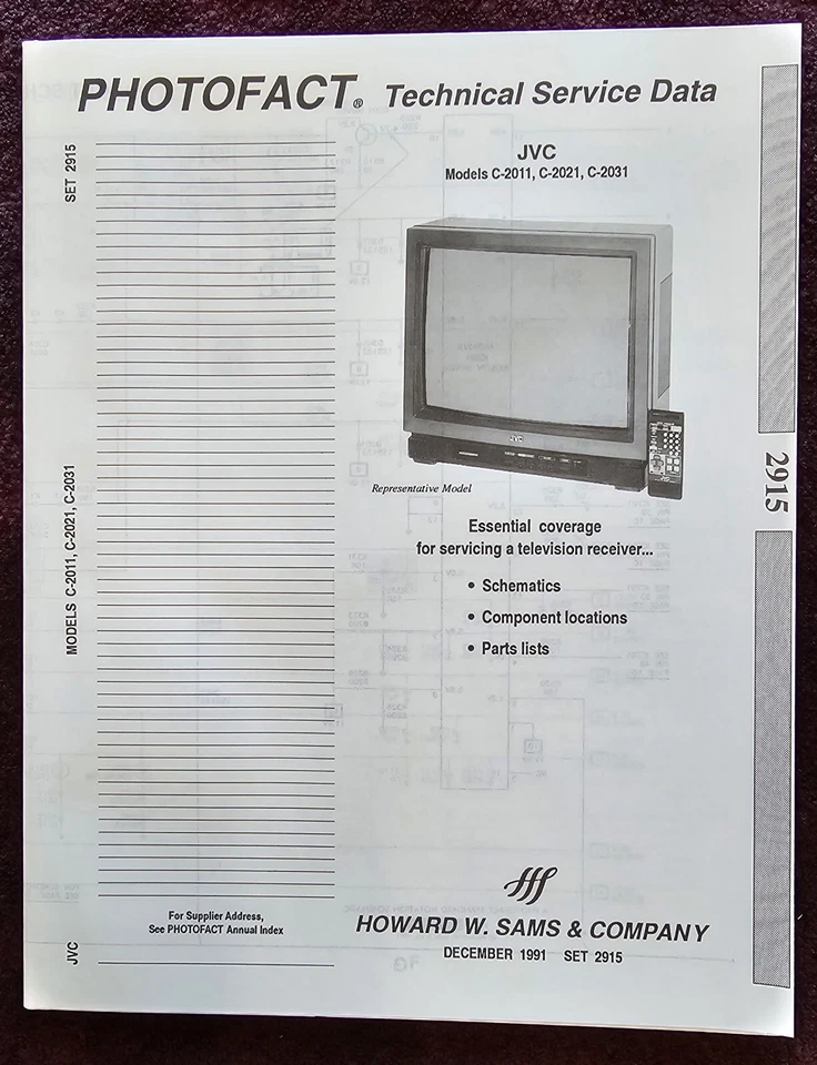 Sams Photofact 2915 Service Manual for JVC C-2011, C-2021, C-2031 - Image 1 of 1
