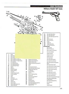 PISTOLA DE ALTO ESTÁNDAR 100.101 Y MILITAR 107 VISTA EXPLOTADA/LISTA DE PIEZAS ANUNCIO 2011 - Imagen 1 de 2