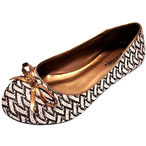 Nuevos zapatos para mujer ballet plano bailarina arco lentejuelas informales fiesta marrón - Imagen 1 de 12