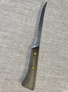 Vintage WESTERN S-W76 Fixed Stainless Steel Fish Fillet Knife Wood 2 Rivet USA - Picture 1 of 20