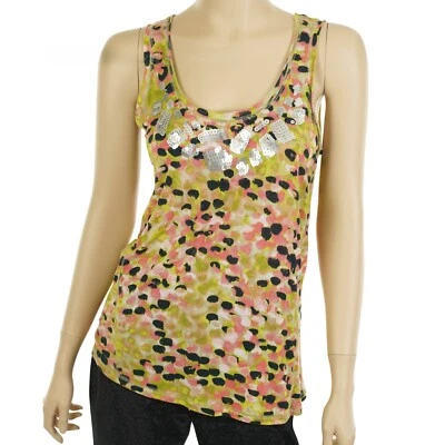 SIMPLY VERA WANG Mujer PETITE SMALL Multicolor PUNTOS CAMISETA SIN MANGAS Lentejuelas Plateadas Foto 1 de 4