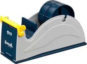 Excell ET-12270 Blue/Grey Premium Steel Desk Top Tape Dispenser: 2 in. wide - Picture 1 of 6