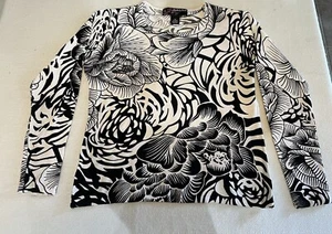 Peck & Peck Stretch Black & White Print Women’s M Sweater - Picture 1 of 10