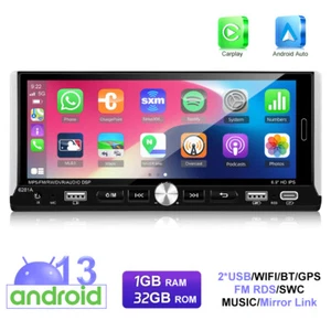 6.9 Single 1DIN Apple Carplay Android 13 Touch Screen Car Stereo Radio Bluetooth - Picture 1 of 24