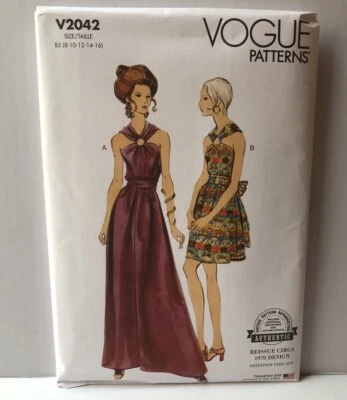 Vogue 2042 Sewing Patterns . Vintage 70s Dress With Length Variations Sz 8-16 - Image 1 of 2
