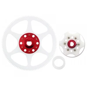 Microheli CNC Delrin Main Gear W/ Hub Set (RED) - BLADE 130X - Picture 1 of 2