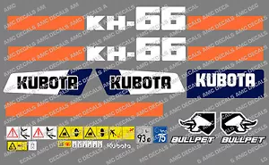 Kubota KH66 Mini Aufkleber Bagger Komplettset mit Sicherheit Warnzeichen - Bild 1 von 1